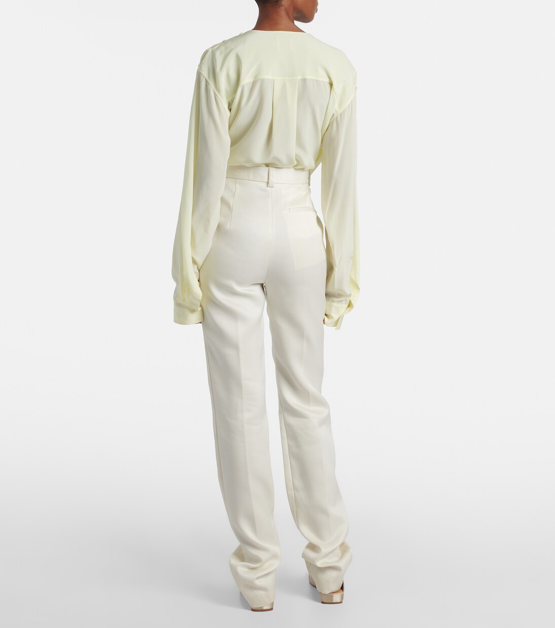 Pantalones slim Lucia de lana y seda de tiro alto | Calvin Klein