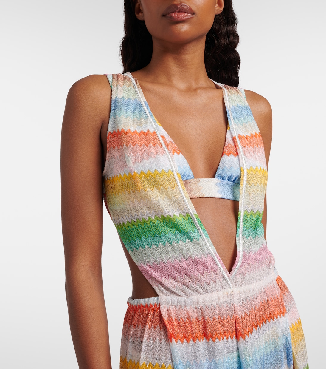 Zigzag open-back lamé jumpsuit | Missoni