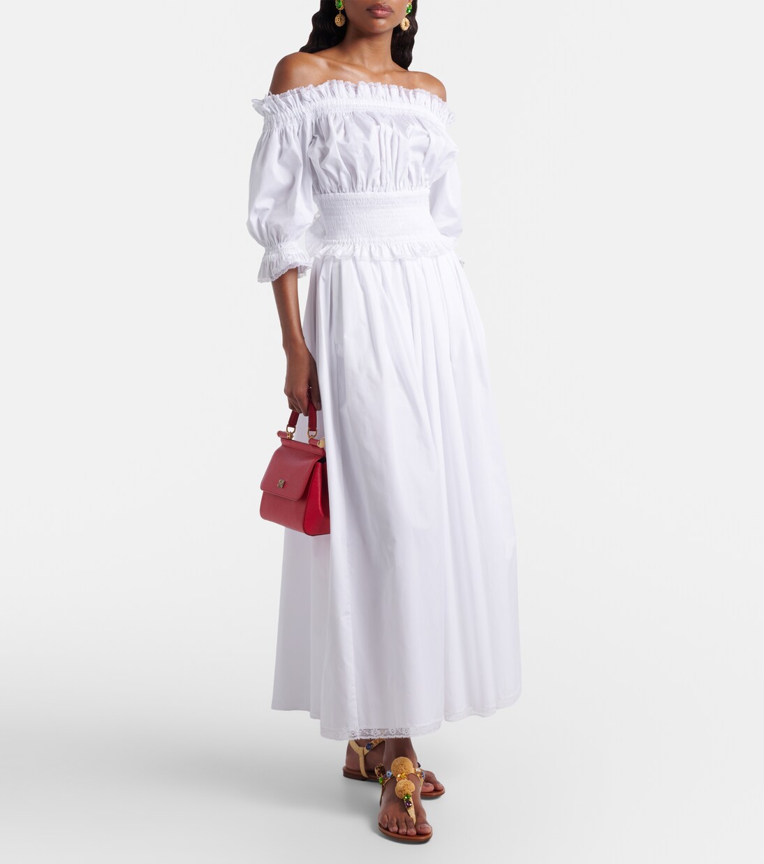 Falda midi de popelín de algodón | Dolce&Gabbana