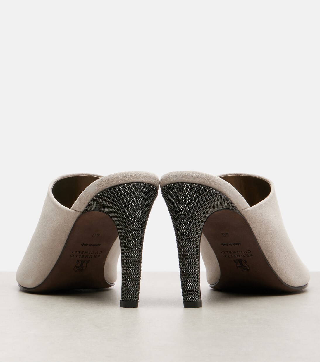 Pantoletten Monili aus Veloursleder | Brunello Cucinelli