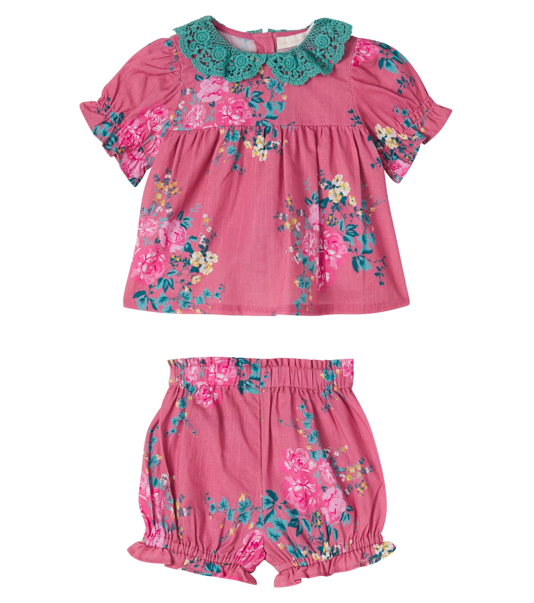 Baby floral cotton top and shorts set | C'era Una Volta
