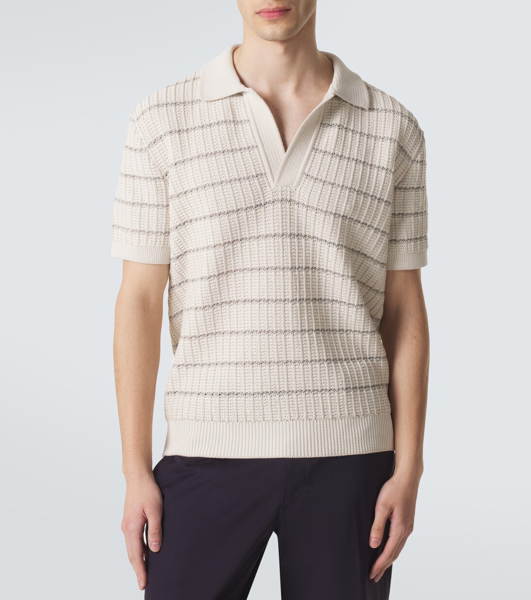 Embroidered cotton and linen polo shirt | Brioni