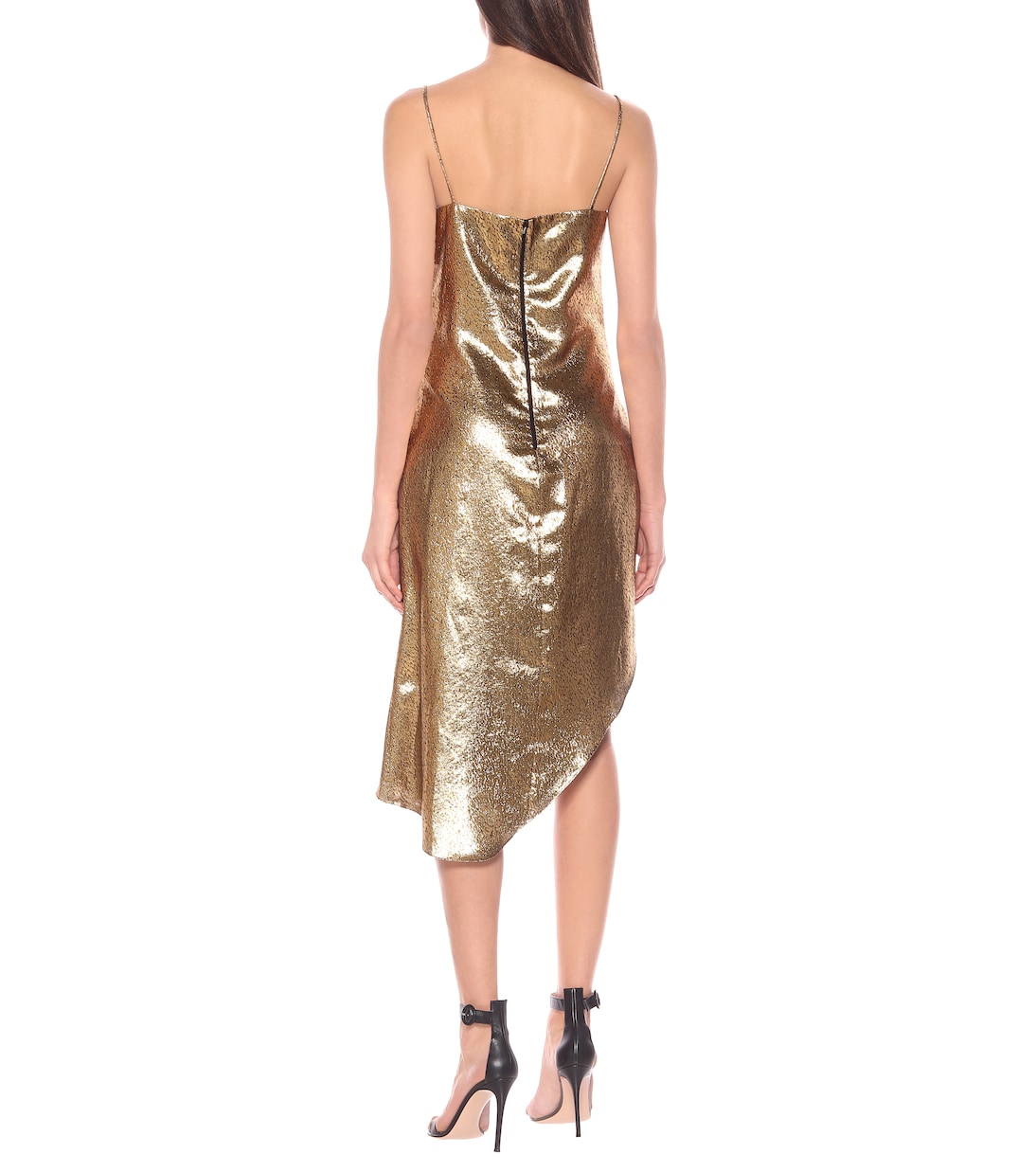 Asymmetric lamé minidress | Halpern