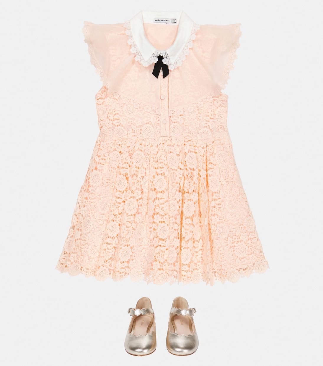 Guipure lace and chiffon dress | Self-Portrait Kids