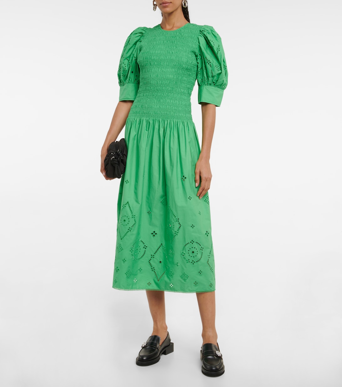 Broderie anglaise cotton midi dress | Ganni