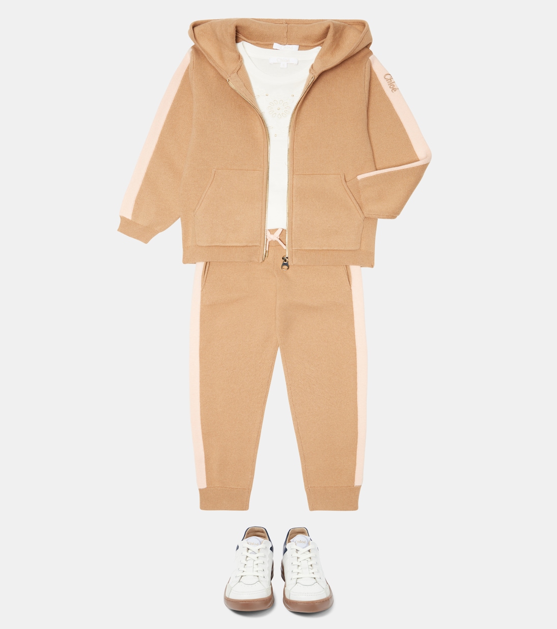 Pantalon de survêtement en coton et laine à logo | Chloé Kids