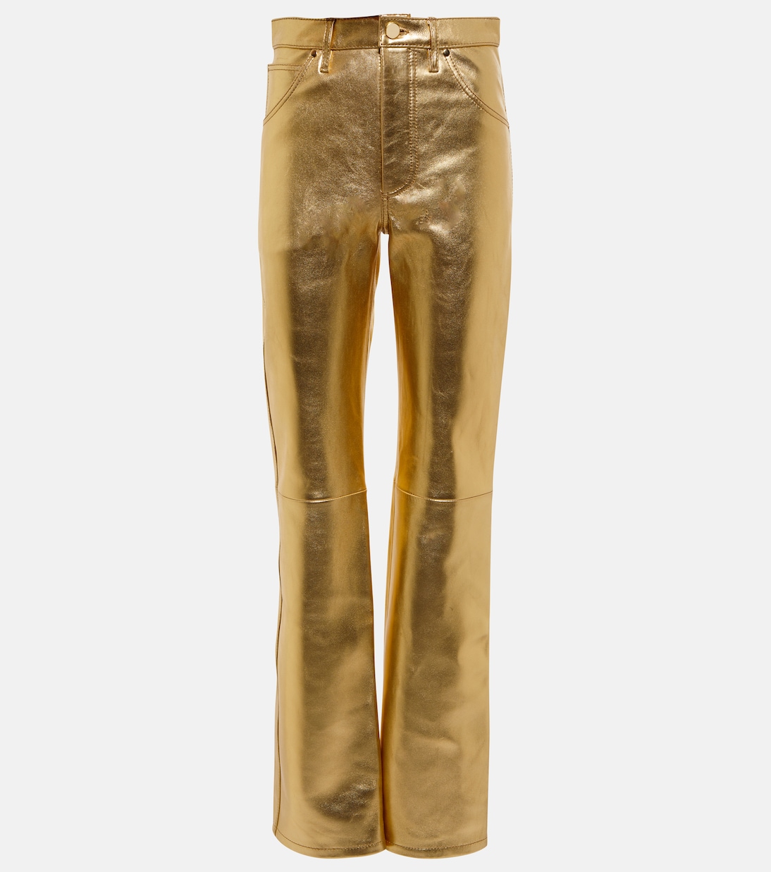 High-rise straight metallic leather pants | Dodo Bar Or