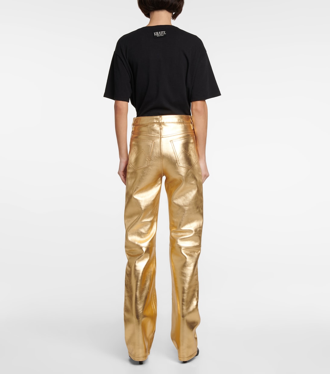 High-rise straight metallic leather pants | Dodo Bar Or