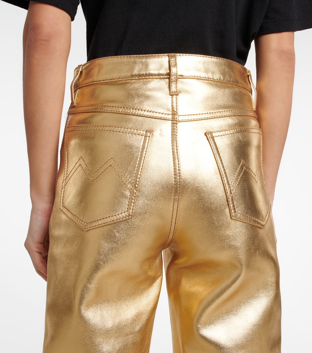High-rise straight metallic leather pants | Dodo Bar Or