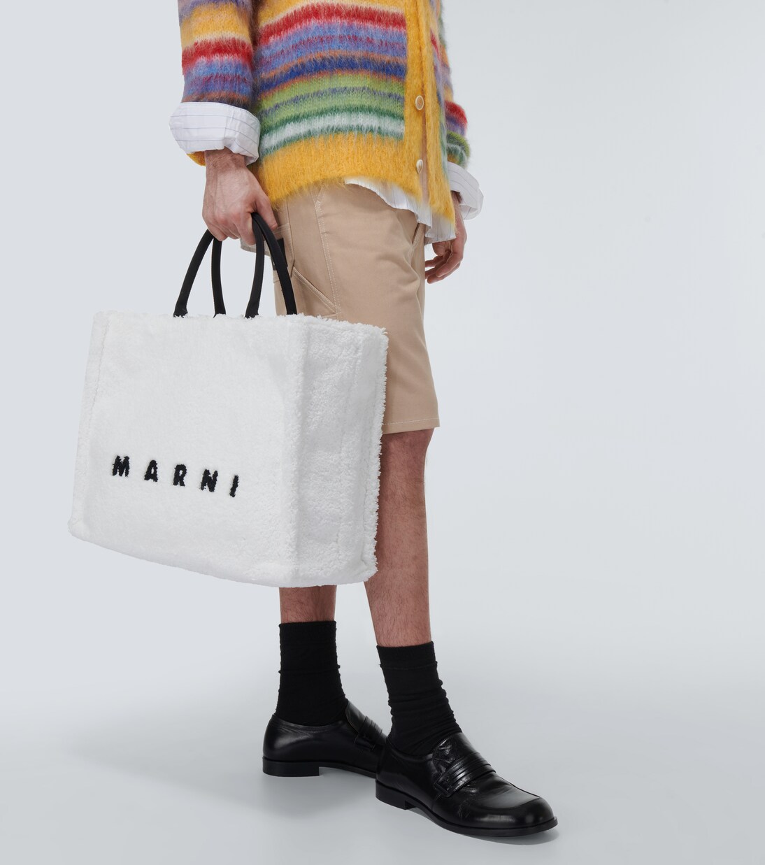 East-West Large embroidered tote bag in white - Marni | Mytheresa 