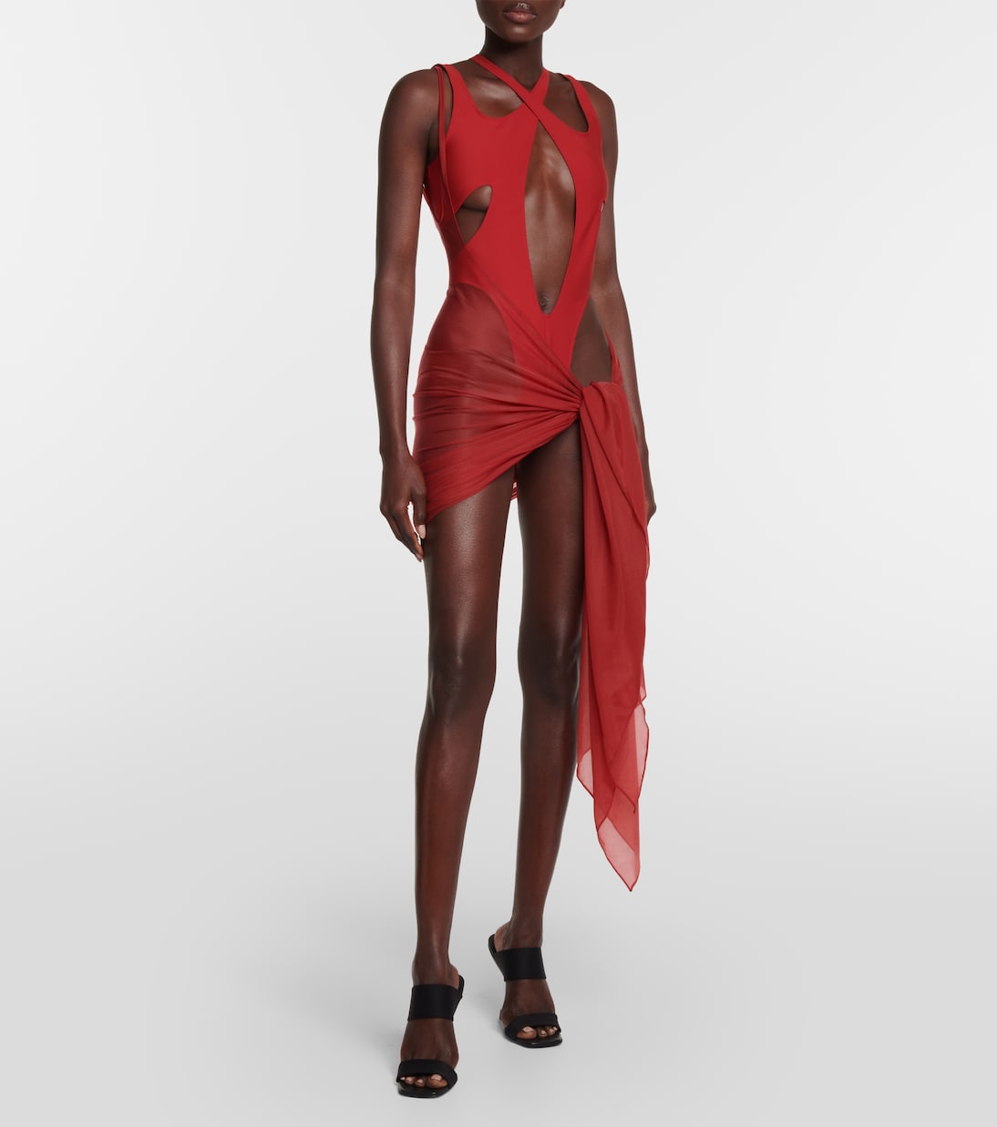 One-shoulder jersey beach cover-up | Mugler