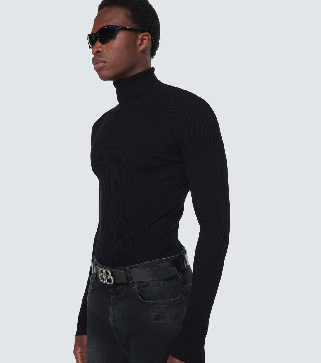 Cotton turtleneck sweater in black Balenciaga Mytheresa