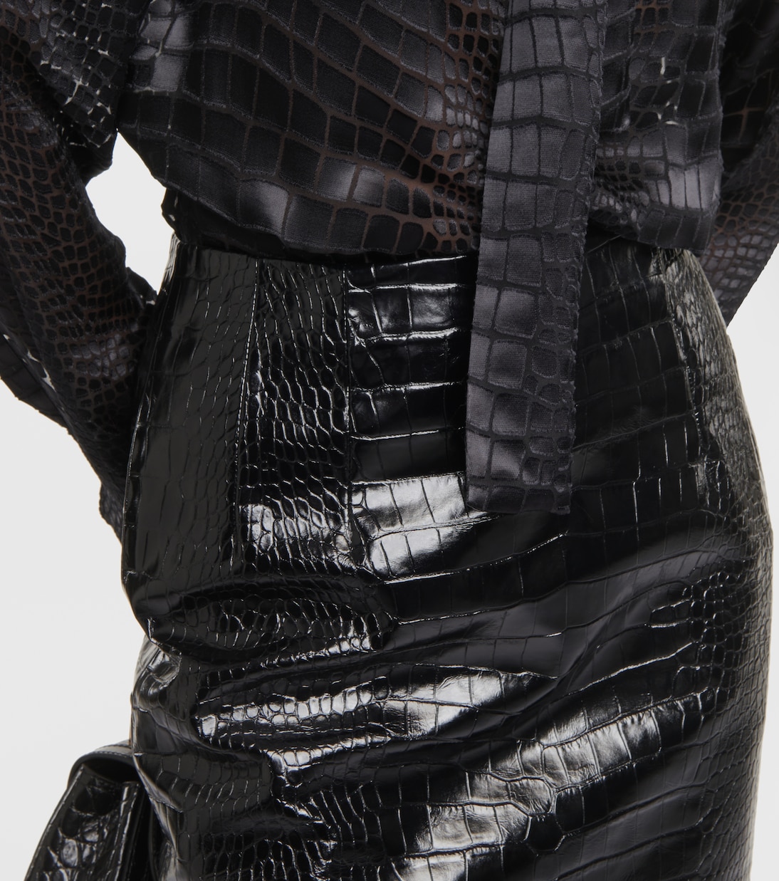 Jupe crayon en cuir embossé | Versace
