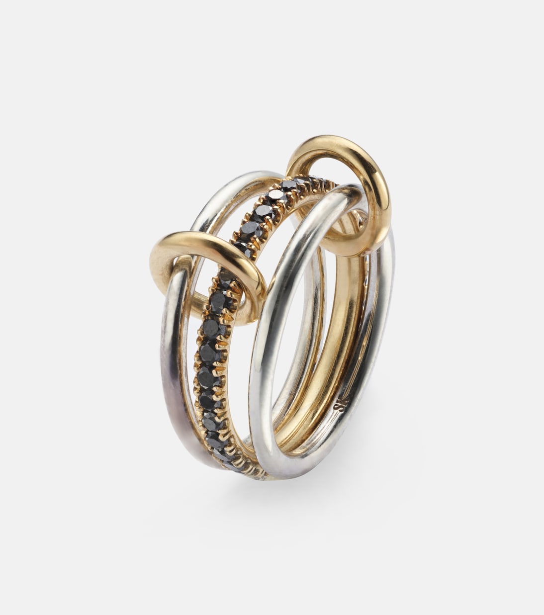 Tigris 18kt gold and sterling silver ring with black diamonds | Spinelli Kilcollin
