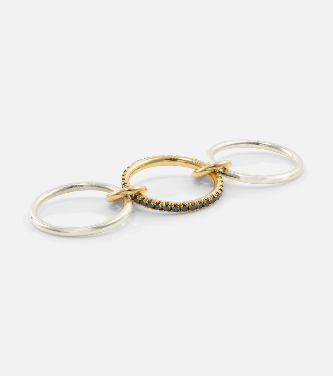 Tigris 18kt gold and sterling silver ring with black diamonds | Spinelli Kilcollin