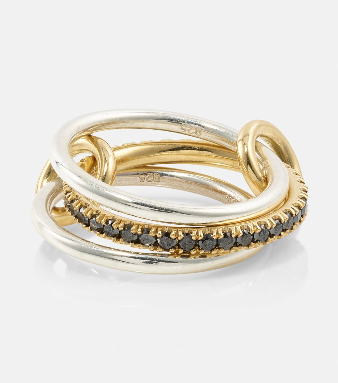Tigris 18kt gold and sterling silver ring with black diamonds | Spinelli Kilcollin