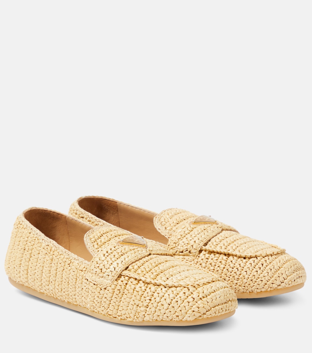 Woven raffia-effect loafers | Prada