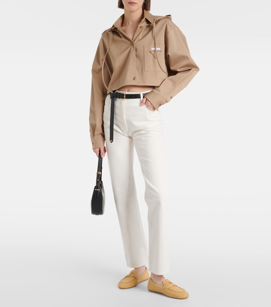 Woven raffia-effect loafers | Prada