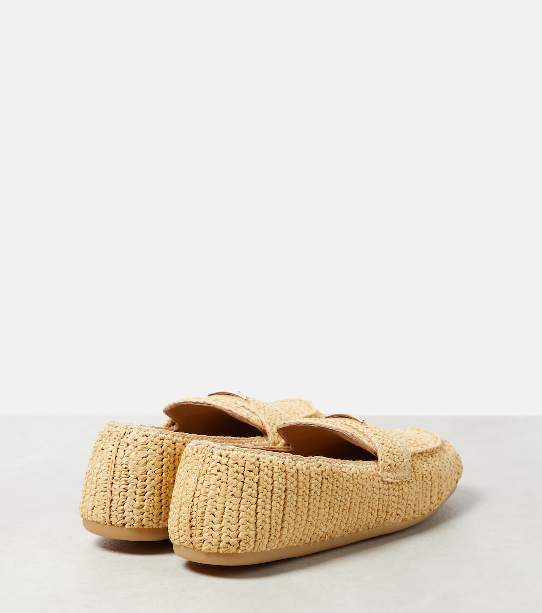 Woven raffia-effect loafers | Prada