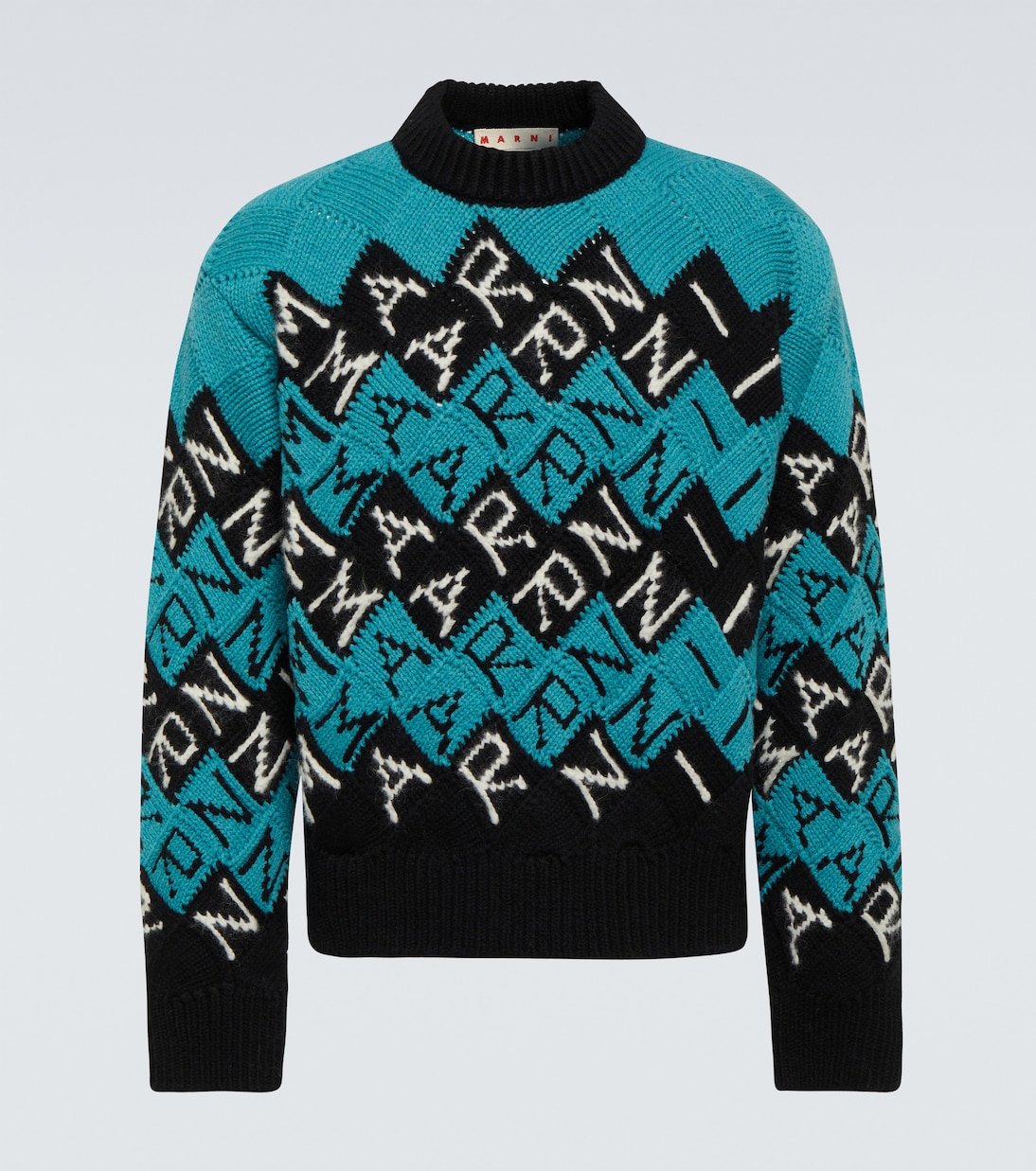 Pull intarsia en laine vierge à logo | Marni