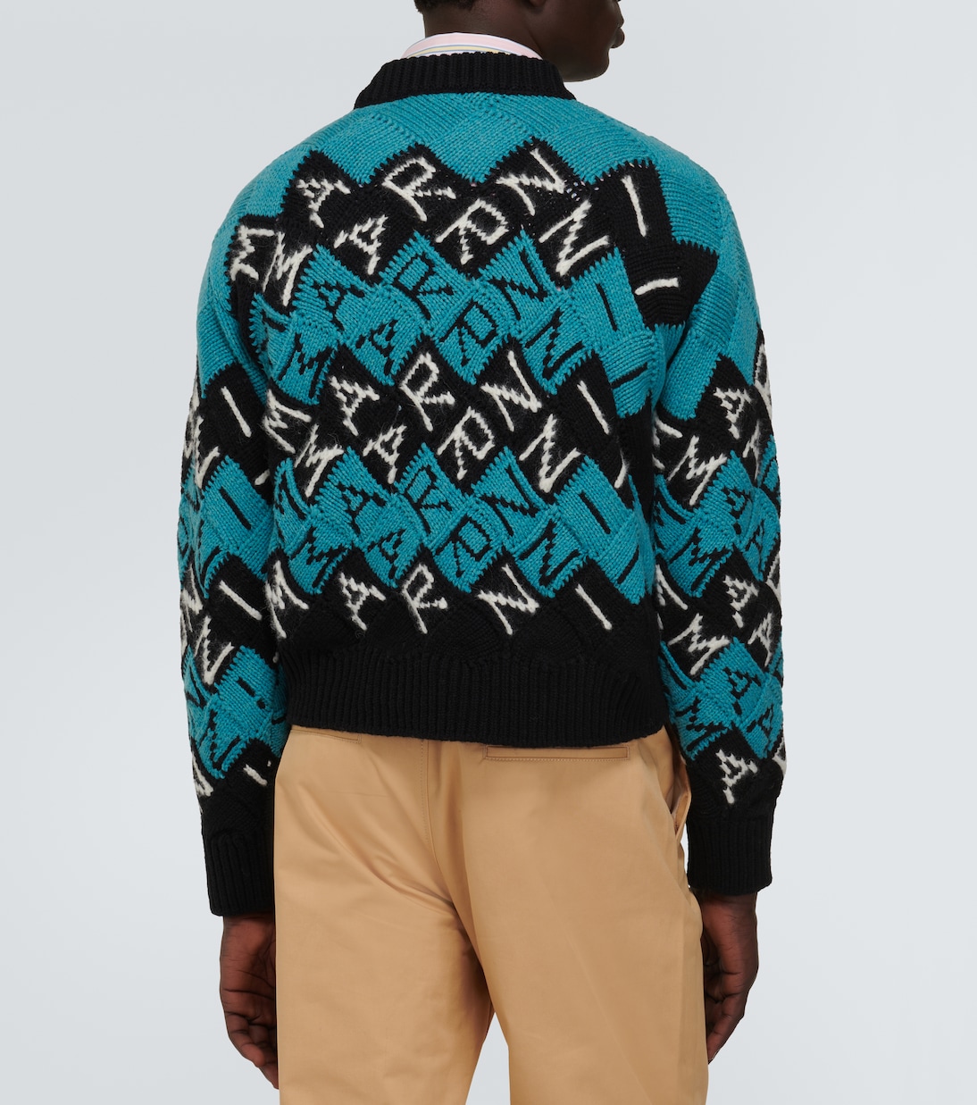 Pull intarsia en laine vierge à logo | Marni