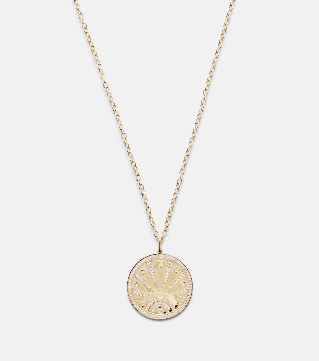 Collana in oro 14kt SYDNEY EVAN con moneta fortunata e diamanti, design giovane e moderno