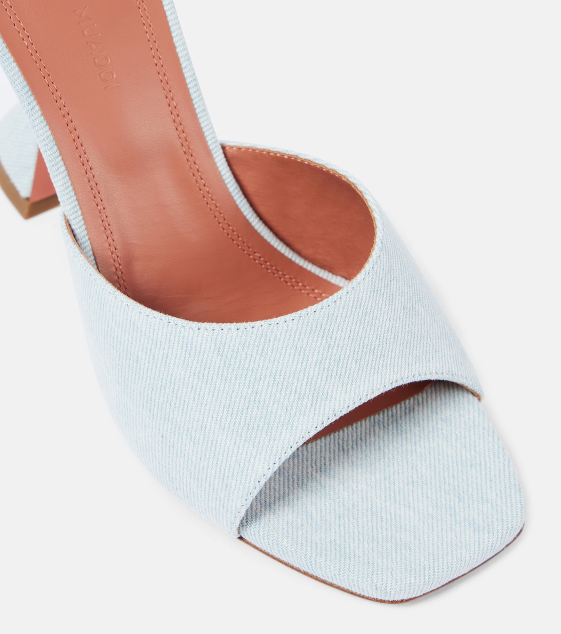 Mules Lupita 95 en jean | Amina Muaddi