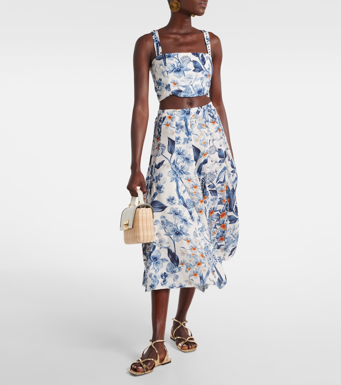 Falda midi Mimosa floral | Agua by Agua Bendita