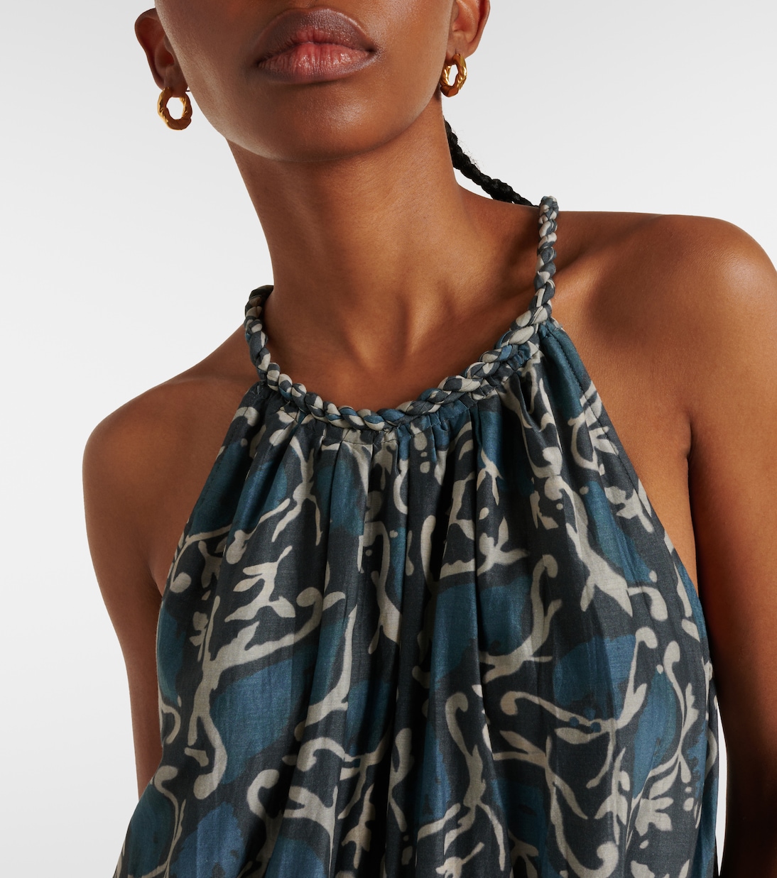 Ghita cotton and silk voile midi dress | Velvet