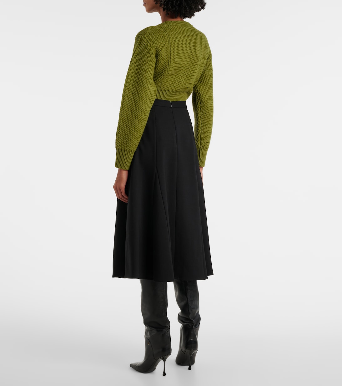 Jupe midi en laine mélangée | Carolina Herrera