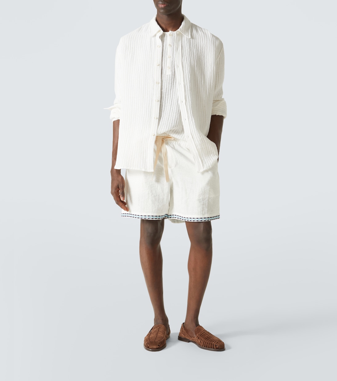 Camicia in misto lino e cotone a righe | Commas