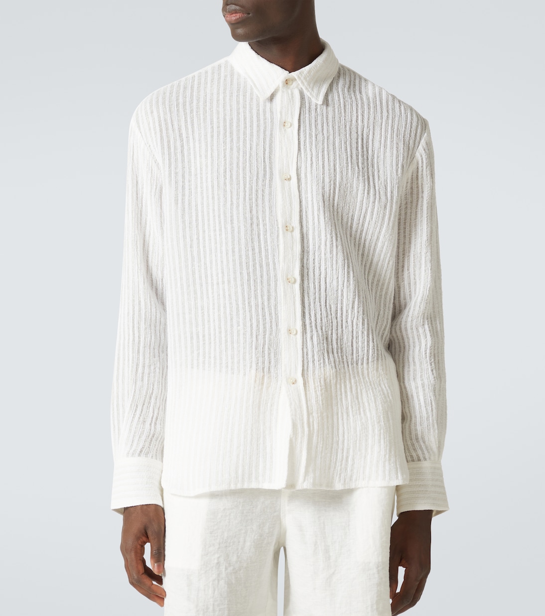 Camicia in misto lino e cotone a righe | Commas
