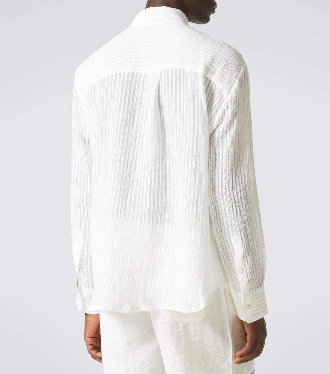 Camicia in misto lino e cotone a righe | Commas