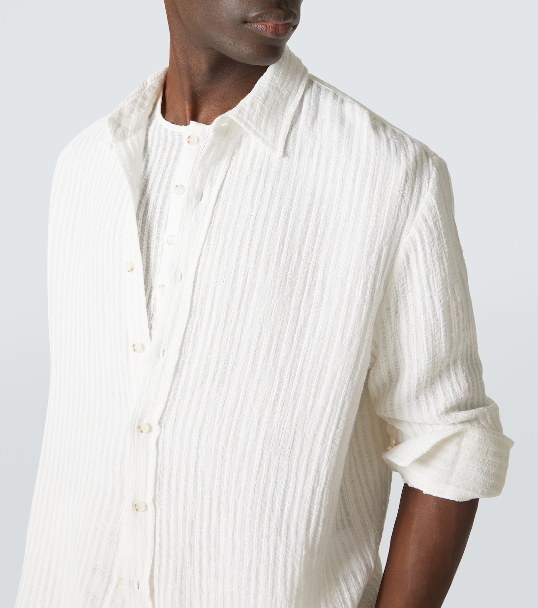Camicia in misto lino e cotone a righe | Commas