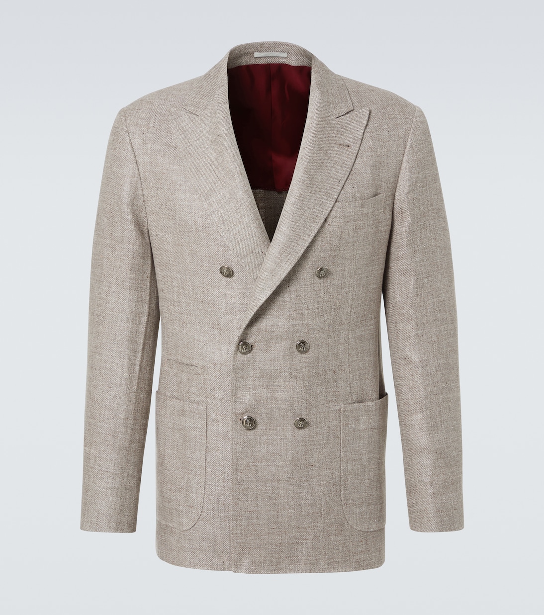 Double-breasted linen, wool, and silk blazer | Brunello Cucinelli