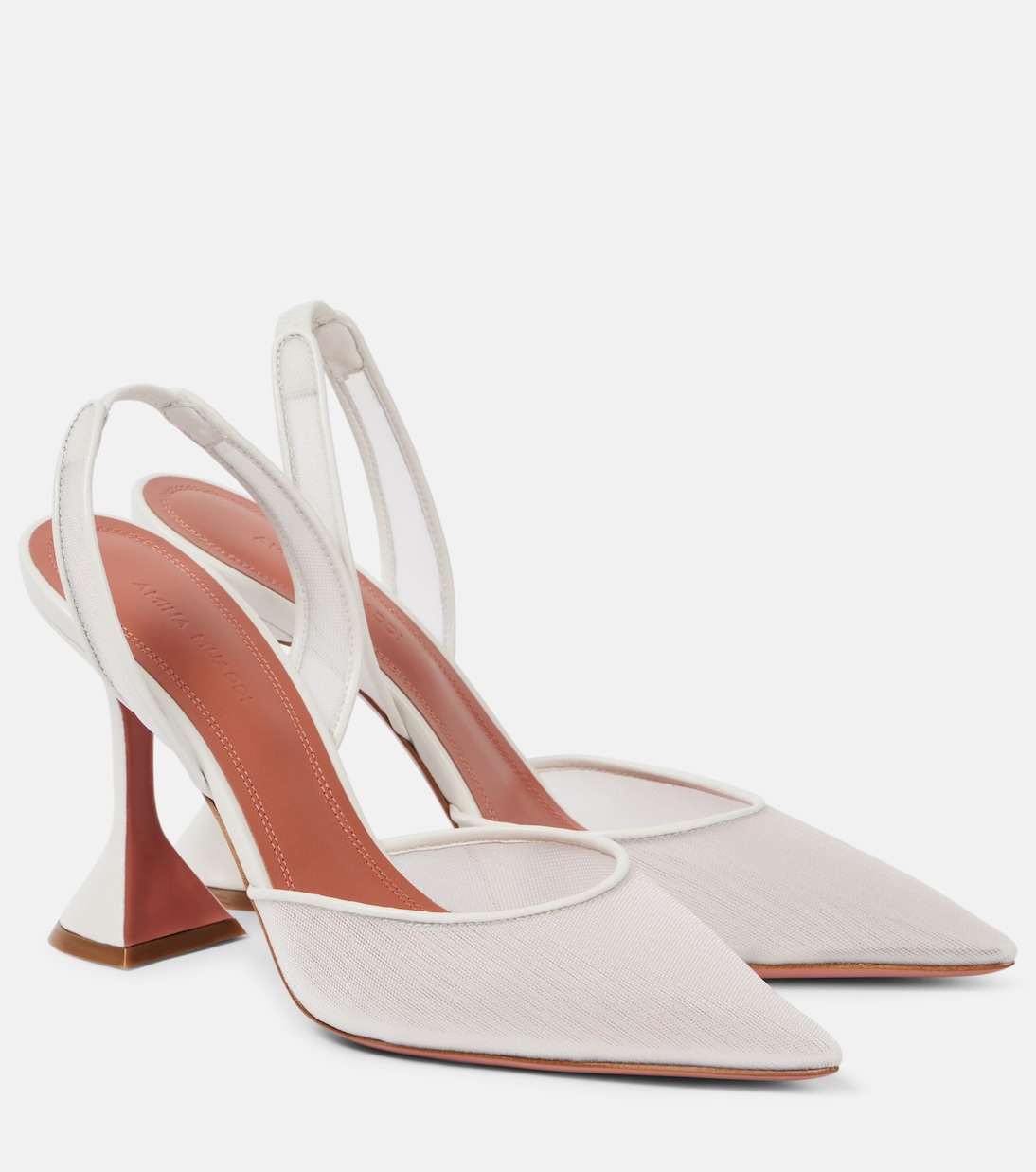 Scarpe con tacco AMINA MUADDI modello Holli in mesh e tomaia a slingback per un look giovane e trendy