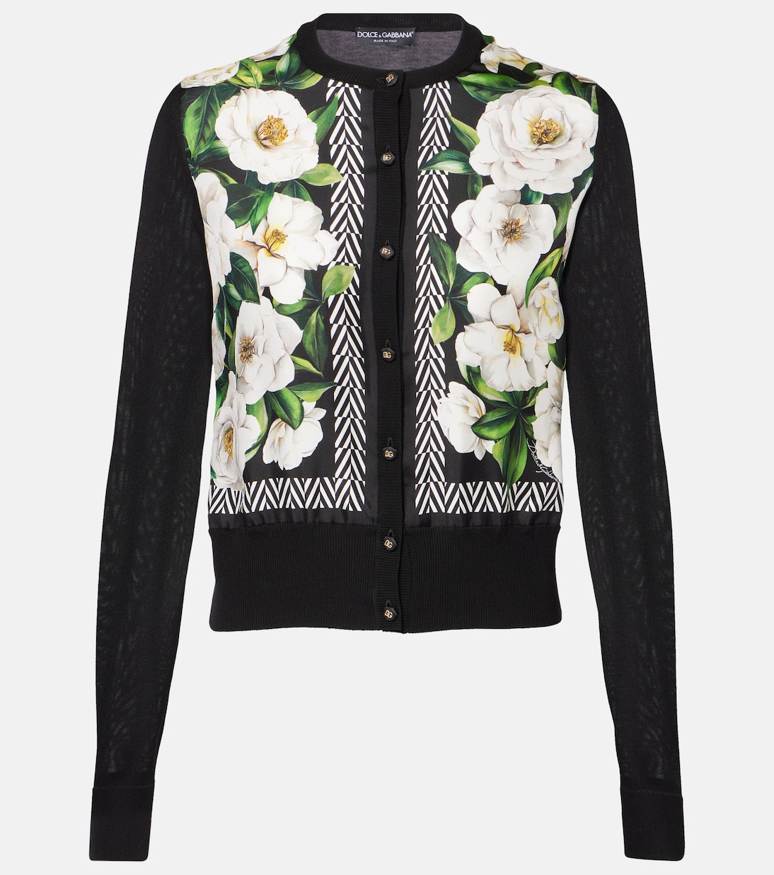 Cardigan in seta con stampa floreale | Dolce&Gabbana