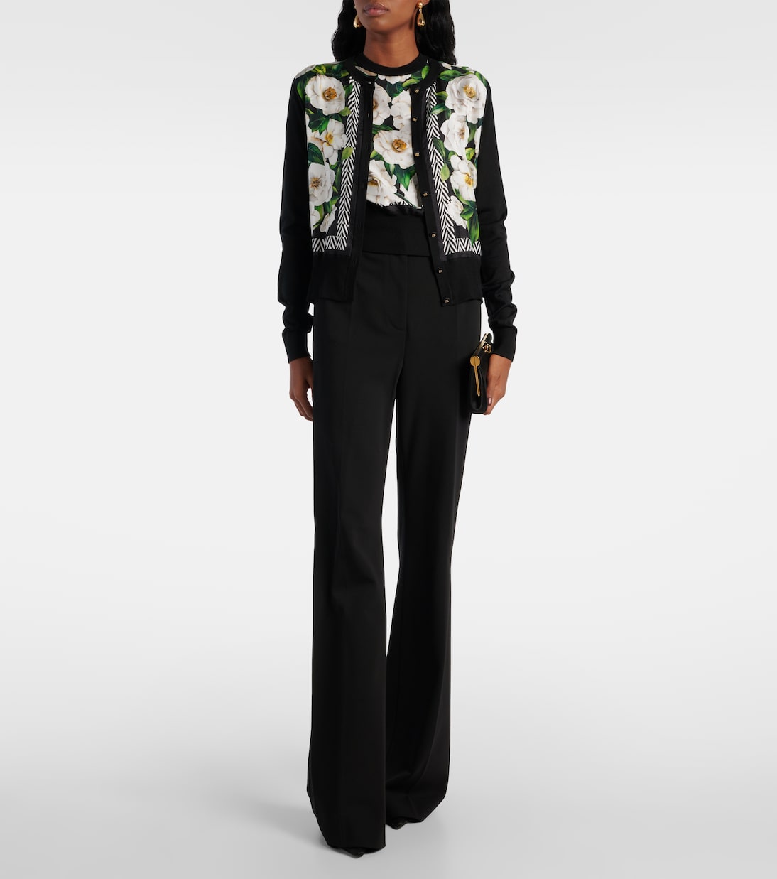 Cardigan in seta con stampa floreale | Dolce&Gabbana