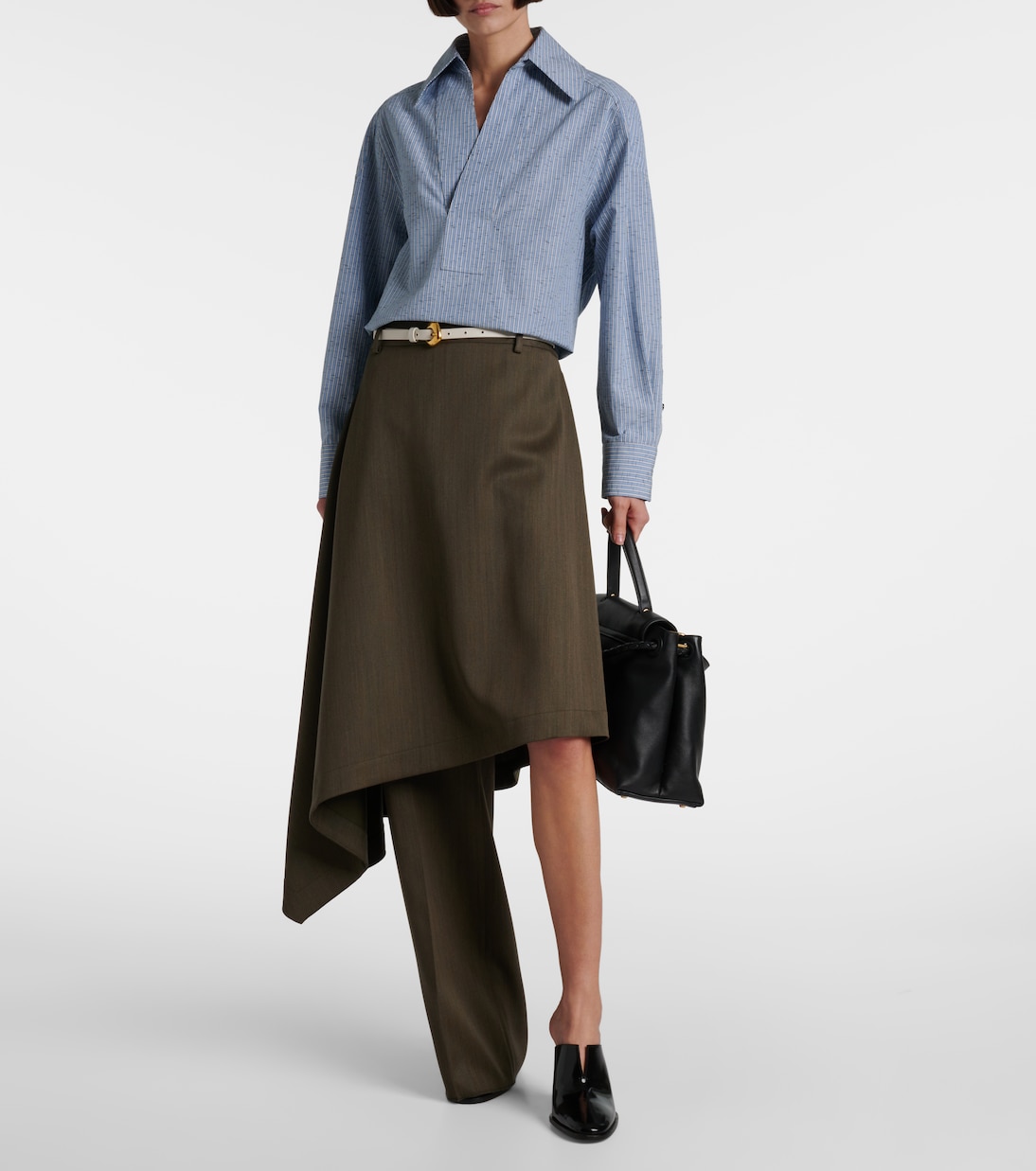 Falda midi asimétrica de lana | Bottega Veneta
