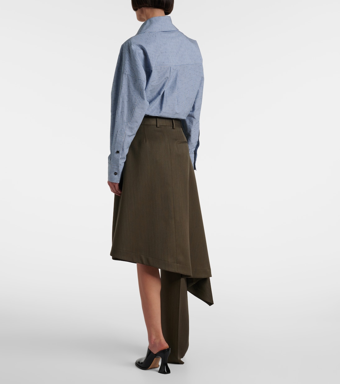 Falda midi asimétrica de lana | Bottega Veneta