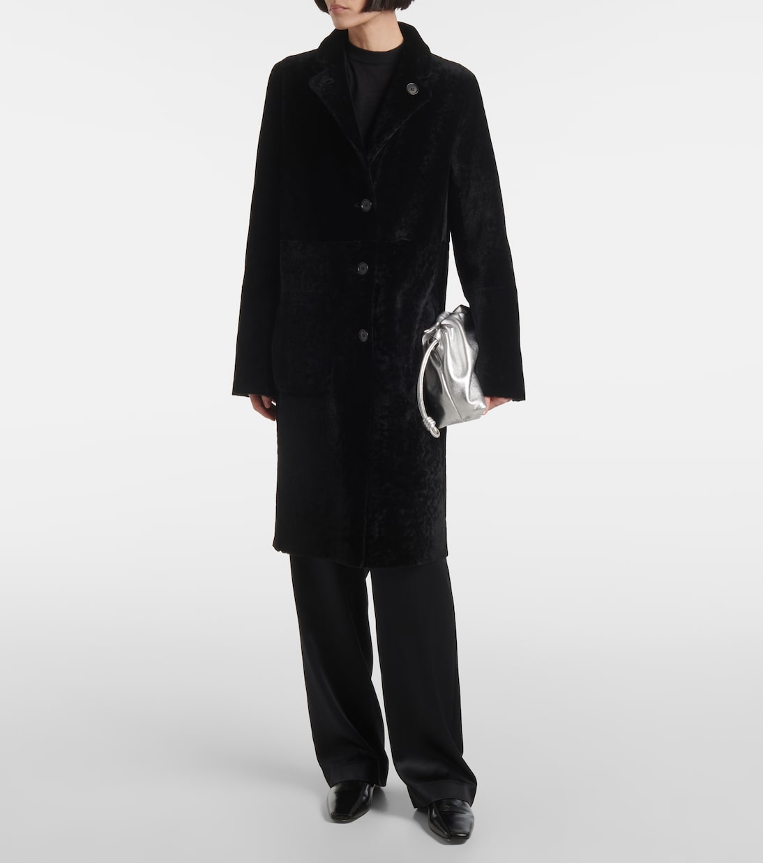 Reversible shearling and leather coat | Joseph