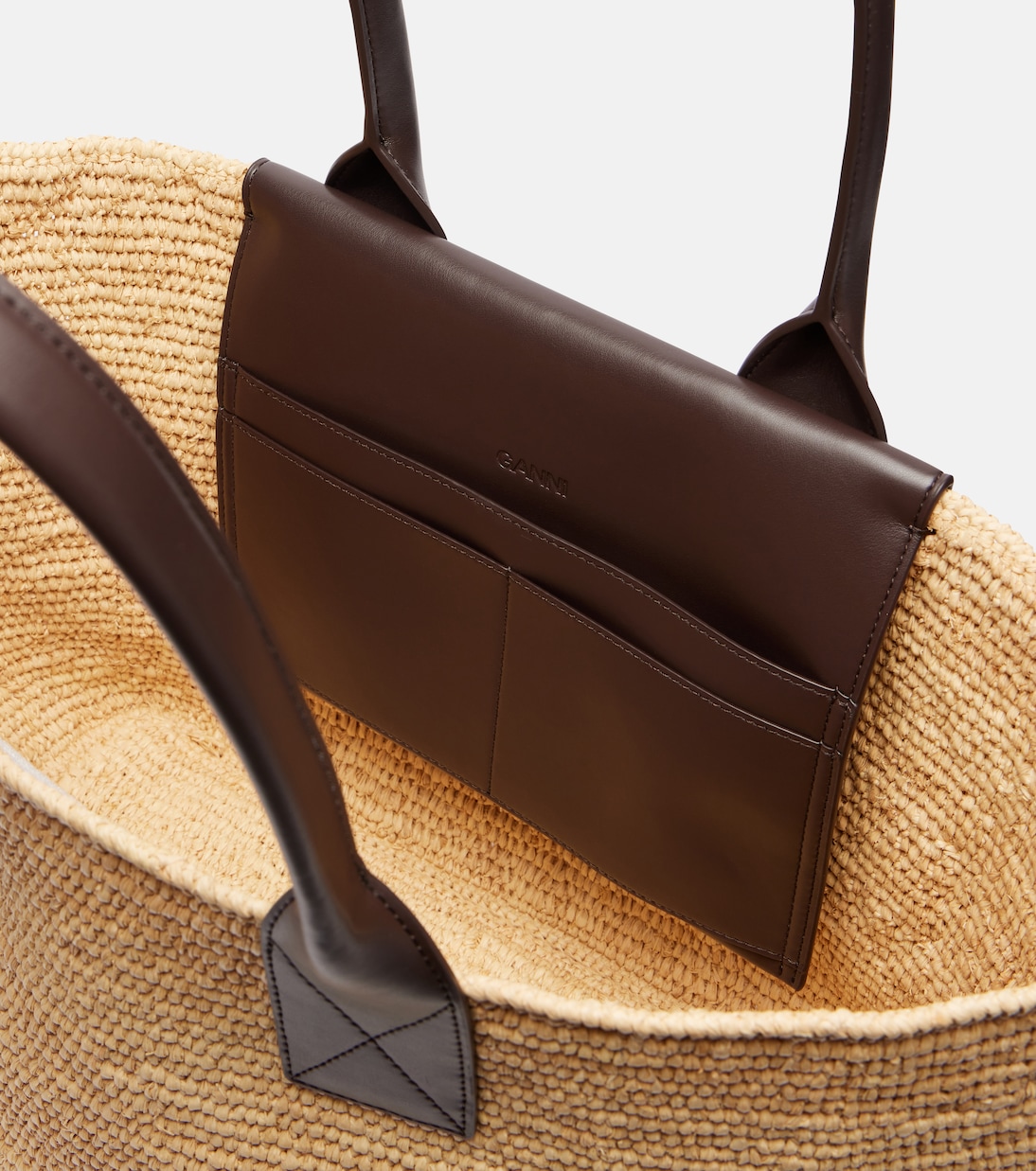 Borsa in rafia con similpelle | Ganni