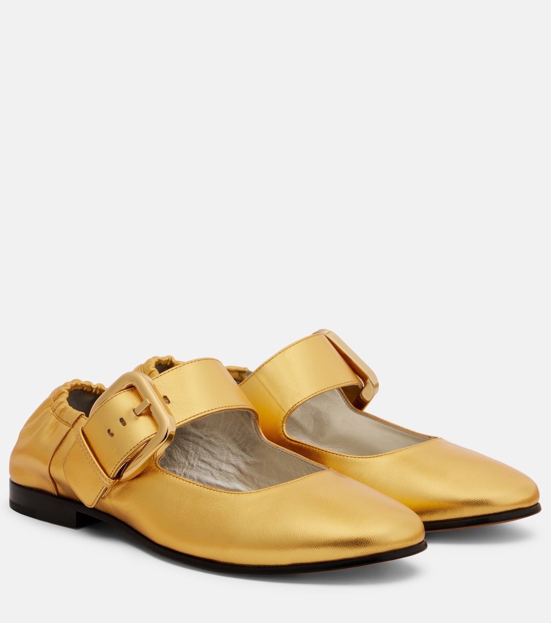 Amy metallic leather Mary Jane flats | Bottega Veneta