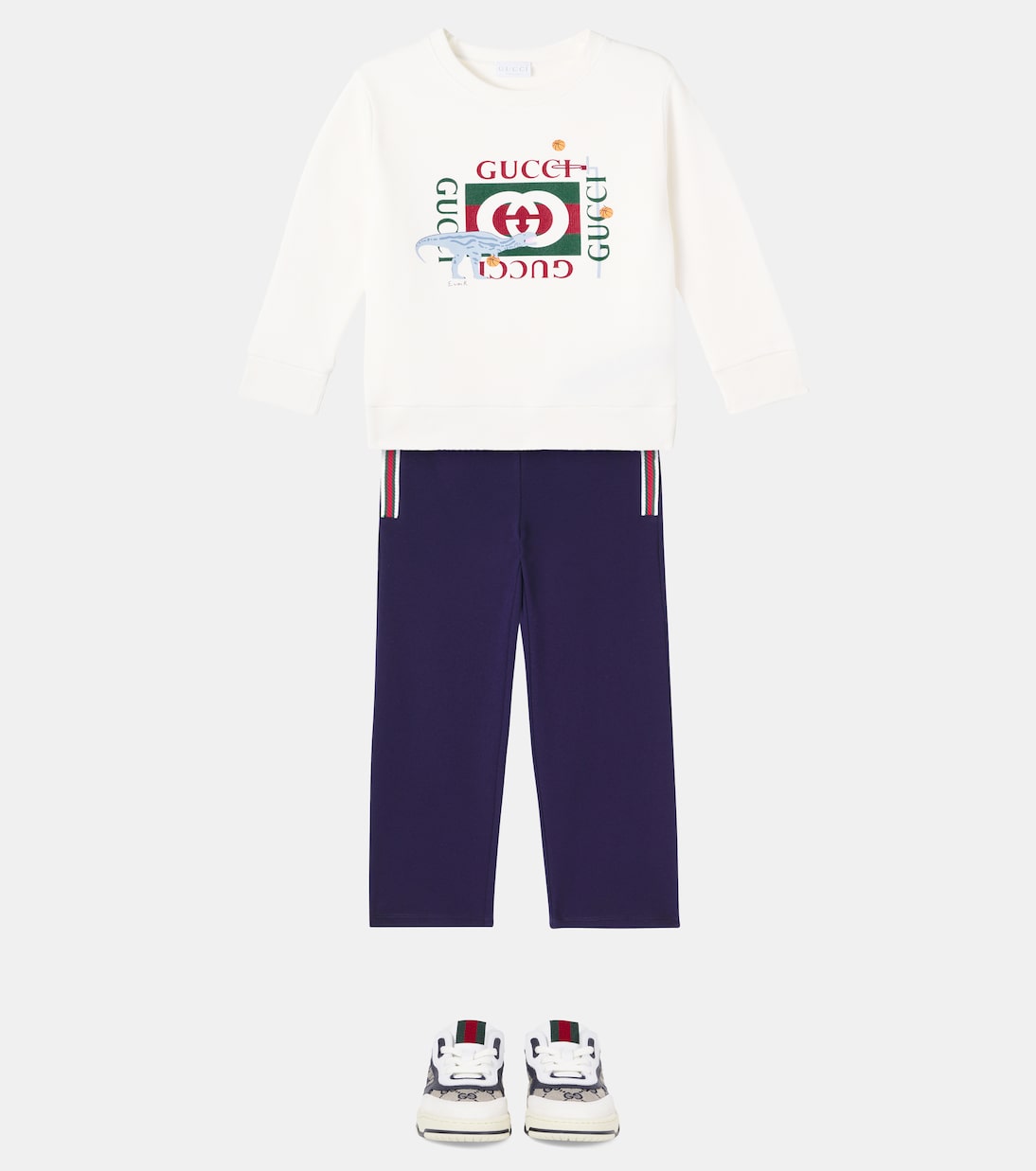 حذاء سنيكرز من الكانفاس مقلّم بالجلد GG Canvas | Gucci Kids
