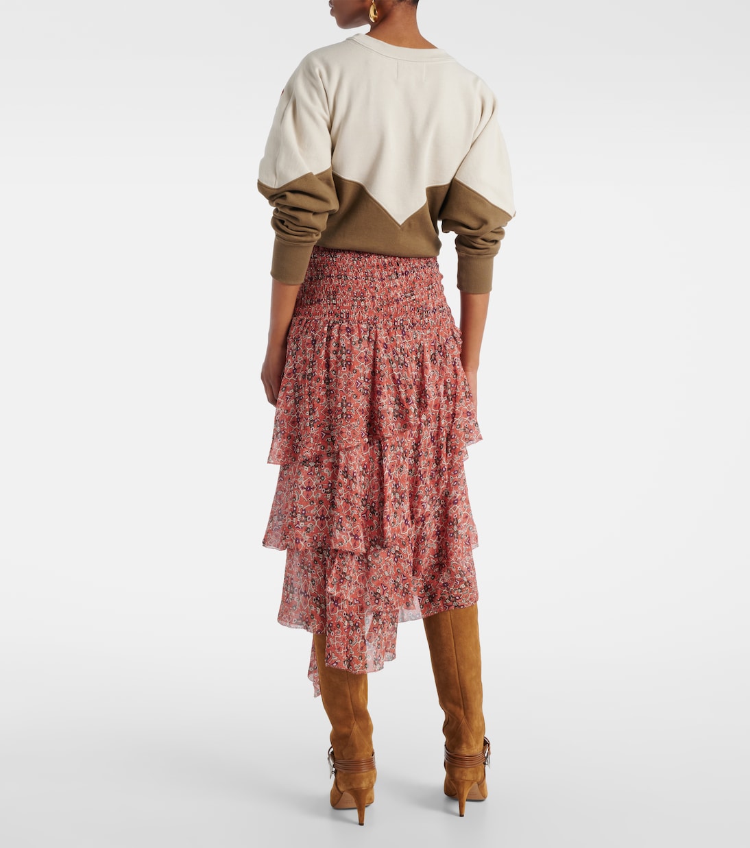 Ruched ruffled floral midi skirt | Marant Etoile