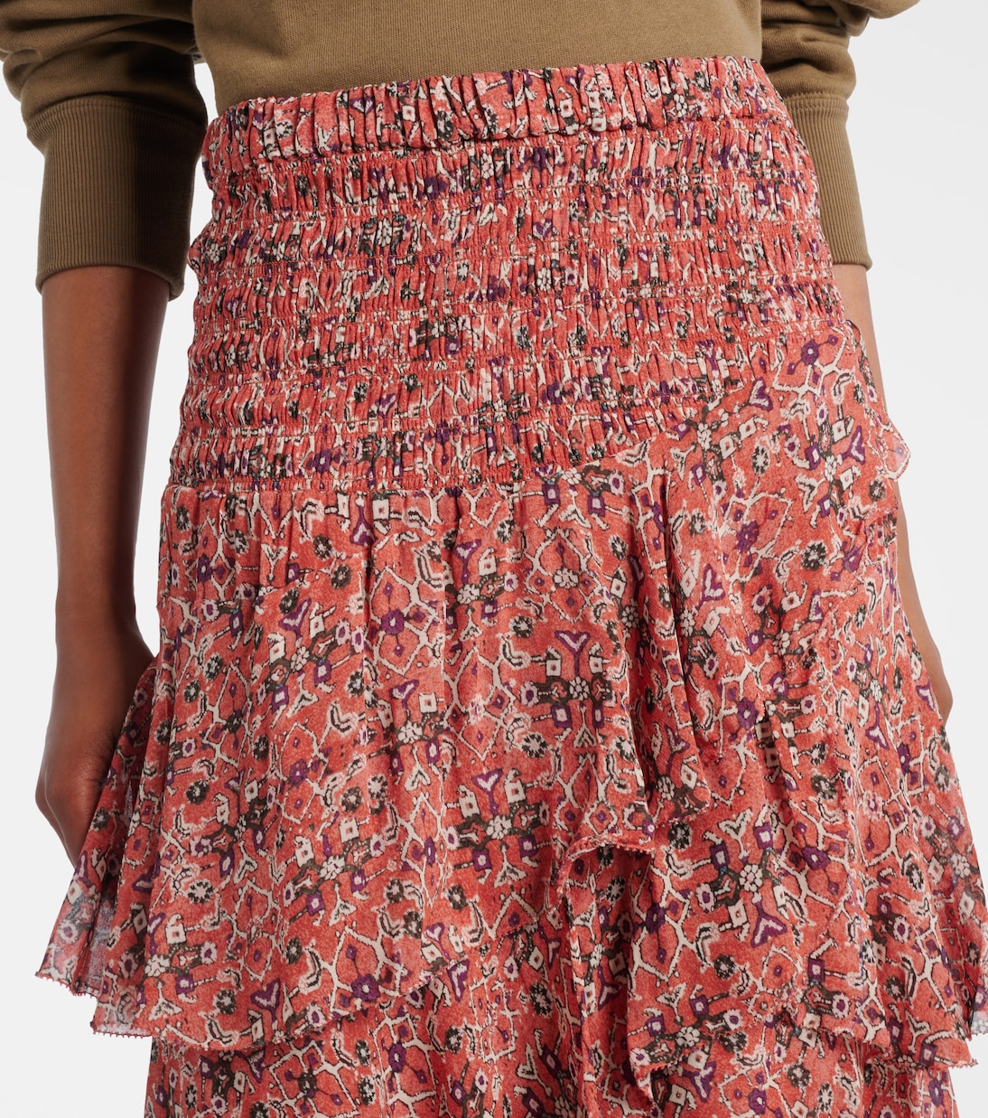 Ruched ruffled floral midi skirt | Marant Etoile