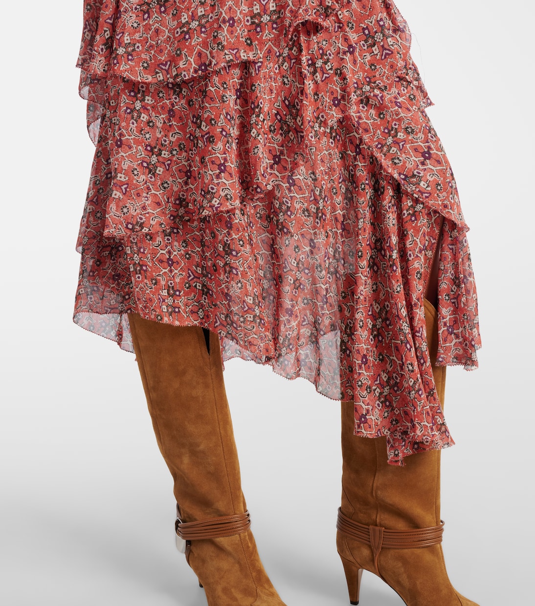 Ruched ruffled floral midi skirt | Marant Etoile