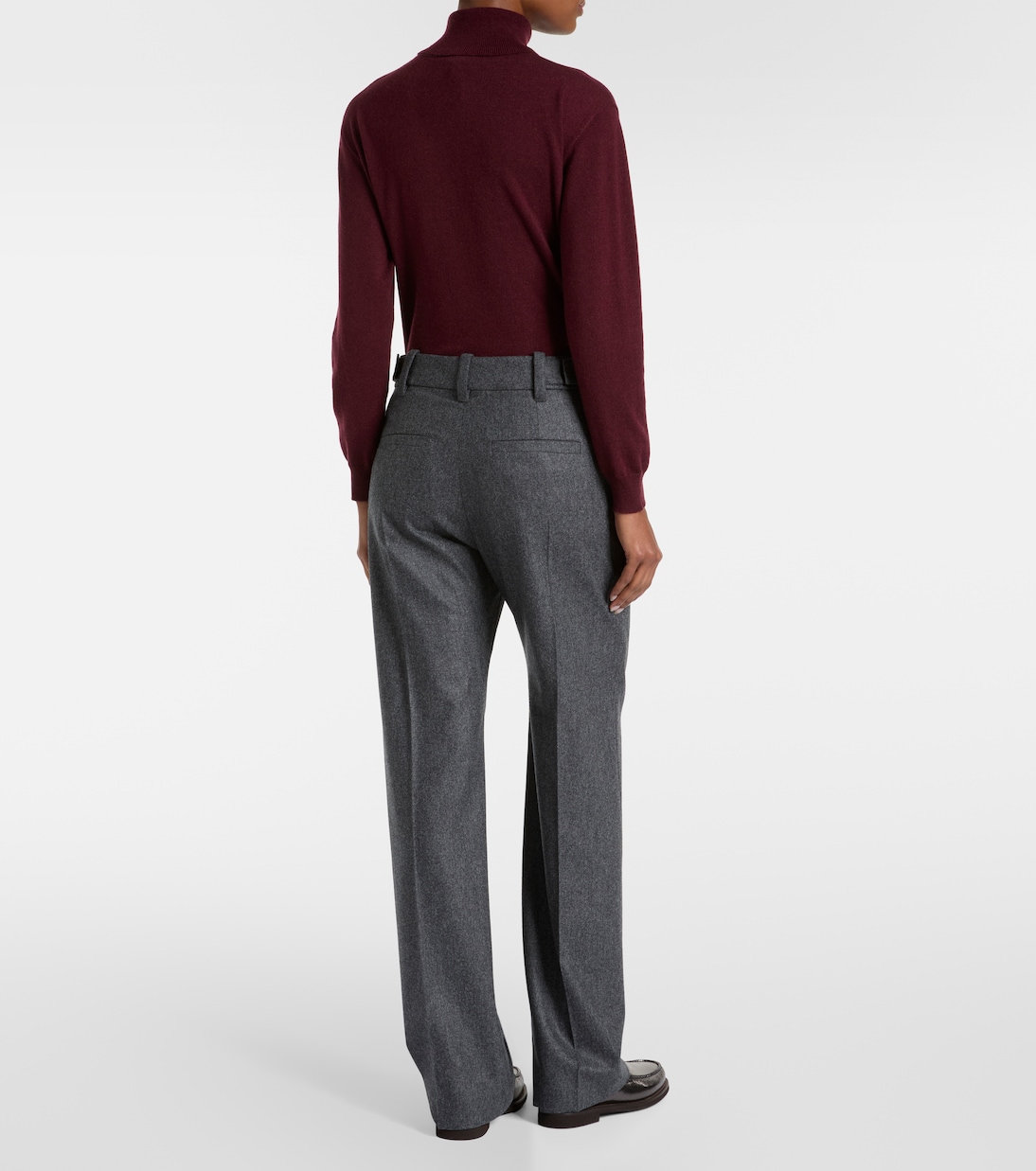 Pleated virgin wool straight pants | Brunello Cucinelli