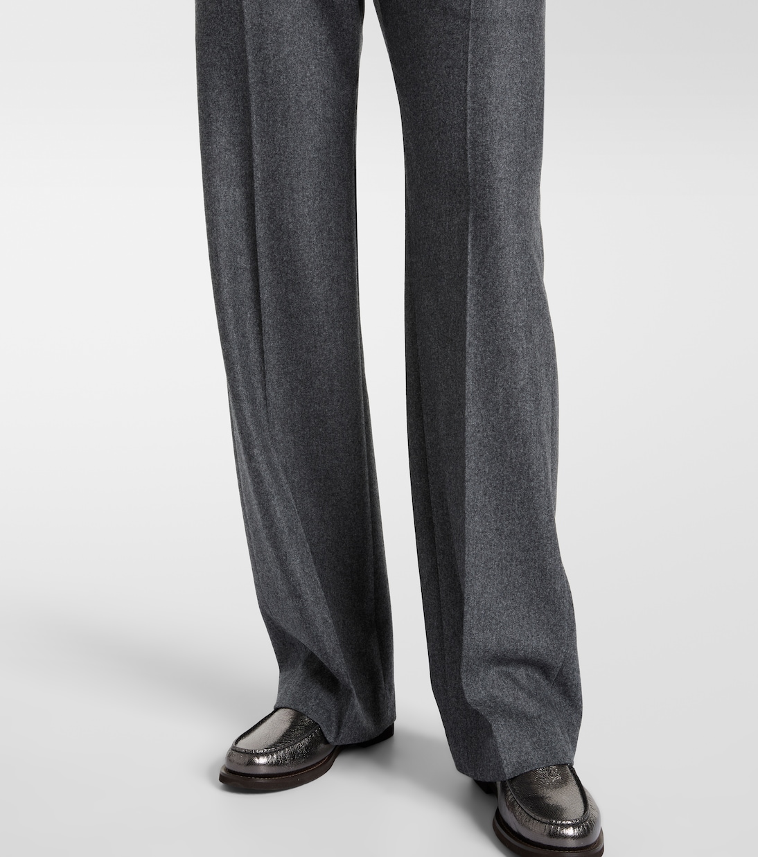Pleated virgin wool straight pants | Brunello Cucinelli