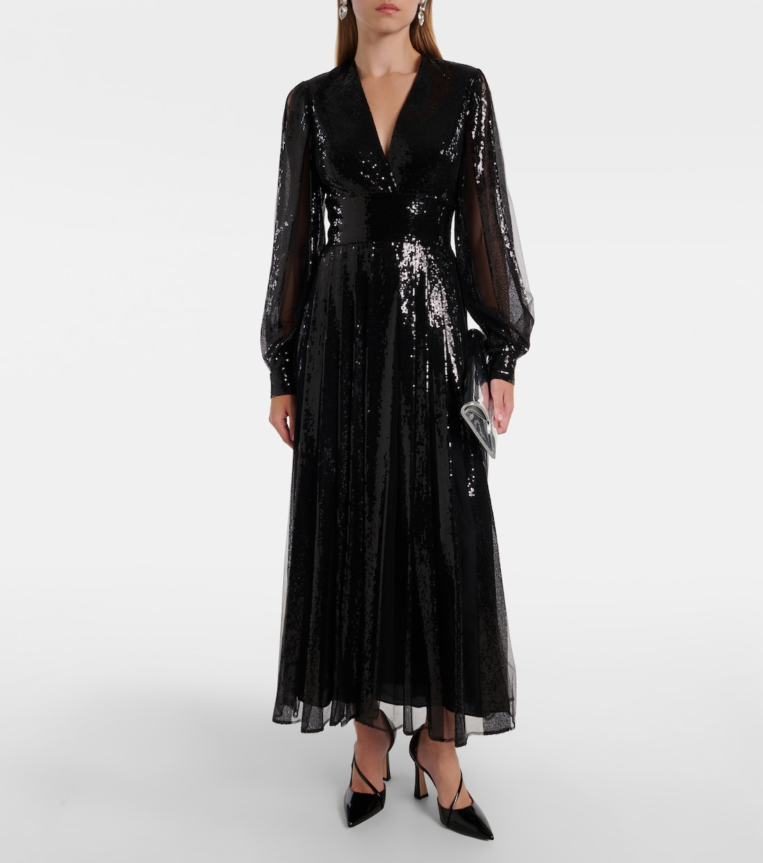 Robe longue en tulle à sequins | Elie Saab